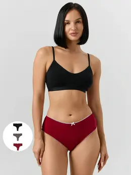 Трусы бразилиана женские в наборе, 3 шт