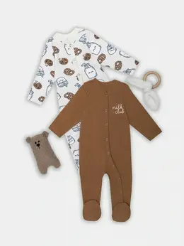 Комбинезон детский бежевый в наборе, 2 шт Комбинезон детский бежевый в наборе, 2 шт