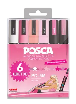Набор маркеров POSCA PC-5M Кукла, 6 шт, в пласт. упаковке