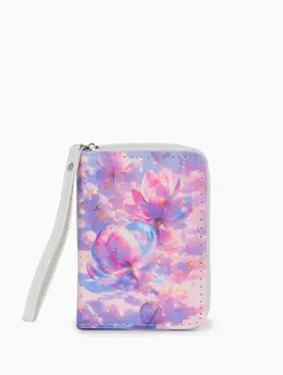 Кошелек на молнии, 12×1.5×9 см, с принтом, сиреневый Кошелек на молнии, 12×1.5×9 см, с принтом, сиреневый