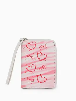 Кошелек на молнии, 12×1.5×9 см, с принтом, розовый