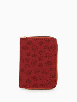 Кошелек на молнии, 13×2×9 см, с принтом, бордовый