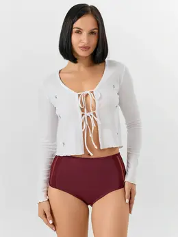 Трусы макси бордовые с кружевными вставками Трусы макси бордовые с кружевными вставками