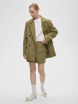 Шорты-мини женские из костюмной ткани прямого кроя, цвет - хаки