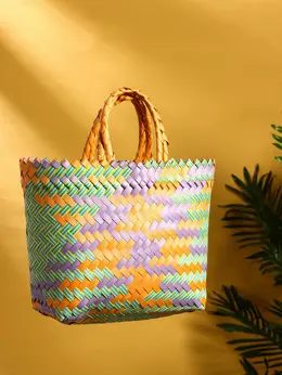 Сумка плетеная, 20×10×30 см, пластик, разноцветная