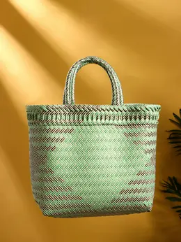 Сумка плетеная, 30×15×35 см, пластик, черно-зеленая Сумка плетеная, 30×15×35 см, пластик, черно-зеленая