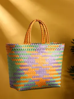 Сумка плетеная, 30×10×30 см, пластик, разноцветная