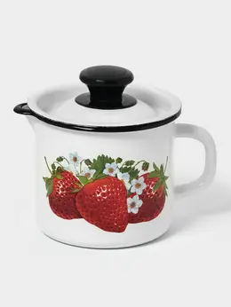 Кружка эмалированная, 1 л, с крышкой и носиком, белая Кружка эмалированная, 1 л, с крышкой и носиком, белая