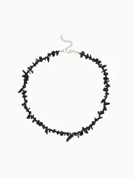 Ожерелье из камня, 45 см, черно-серое