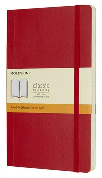 Записная книжка в линейку Moleskine "Classic Soft" 130х210 мм 192 стр мягкая обложка, красный