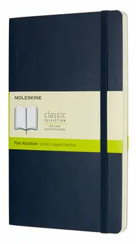 Записная книжка нелинованная Moleskine "Classic Sof" Large, 130х210 мм 192 стр, обложка синий сапфир