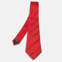 Giorgio Armani Red Diagonal Stripe Jacquard Tie