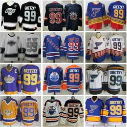 Ice Hockey 99 Wayne Gretzky Jersey Men New York Rangers St Louis Blues LA Los Angeles Kings Edmonton Oilers Blue White Retro Vintage Ice Hockey 99 Wayne Gretzky Jersey Men New York Rangers St Louis Blues LA Los Angeles Kings Edmonton Oilers Blue White Retro Vintage