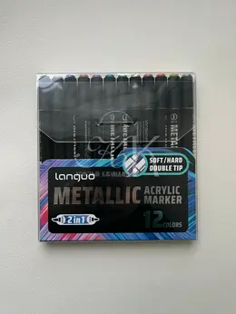 Набор маркеров акриловые металлик, двусторонние Languo, 12 цвета
