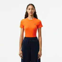 Женская футболка Lacoste приталенного кроя из хлопка в рубчик