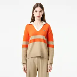 Женский шерстяной свитер Lacoste с v-образным вырезом