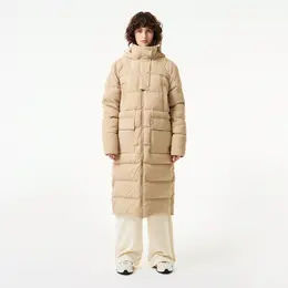 Женский длинный пуховик Lacoste с высоким воротом
