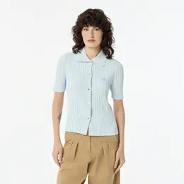 Женский лёгкий свитер Lacoste с коротким рукавом и воротником-поло