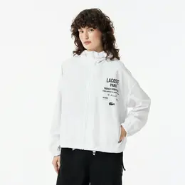 Женская укороченная куртка Lacoste на молнии с капюшоном