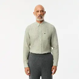 Мужская льняная рубашка Lacoste в полоску