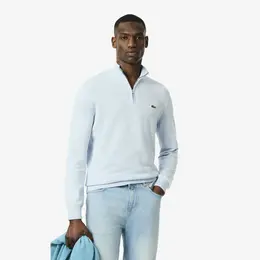Мужской хлопковый свитер Lacoste на молнии с высоким воротом