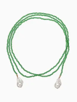 Бусы бисерные с подвесами жемчуг