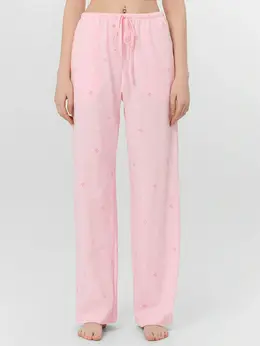 Брюки домашние женские розовые с узором