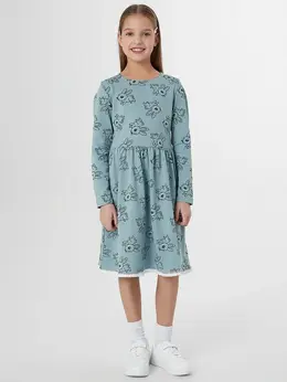 Платье для девочек зеленое с принтом зайчиков