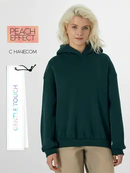 Теплое худи женское зеленое с начесом