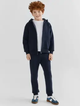 Теплые брюки для мальчиков синие с начесом