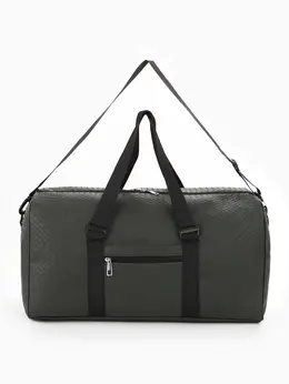 Сумка дорожная, искусственная кожа, 2 кармана, длинный ремень, 54×26×29 см, зеленая