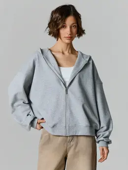 Толстовка женская серая на молнии