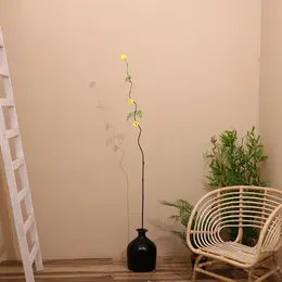 Интерьерный декор из бамбука, цветы пластик, 200 см, желтый