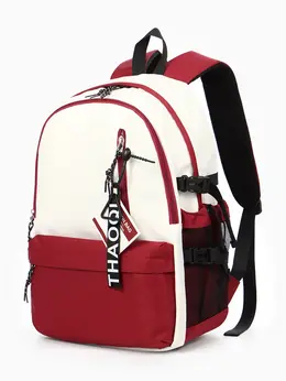 Рюкзак школьный, с мягкой спинкой, 2 отделения, 5 карманов, 30×14×45 см, бордовый, белый