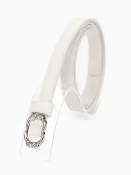 Ремень женский, узкий, 1.4×105 см, металлическая пряжка, белый