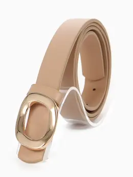 Ремень женский, золотистая пряжка, гвоздик, 2.3×105 см, бежевый