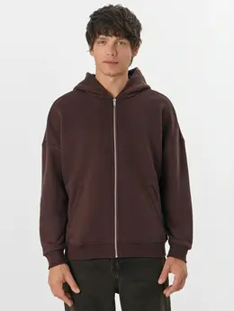 Теплая толстовка мужская коричневая на молнии