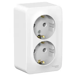 Розетка двойная se blanca, 250 в, 16 а, ip20, накладная, с заземлением, белая, blnra010211