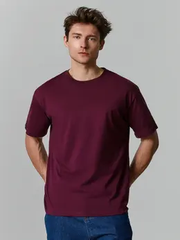 Футболка мужская бордовая однотонная базовая