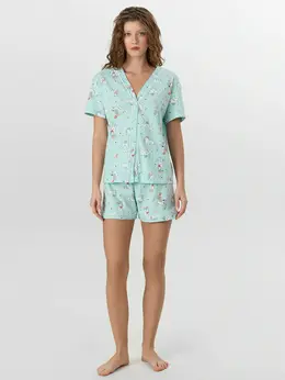 Комплект домашний женский зеленый с принтом Комплект домашний женский зеленый с принтом