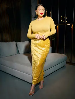 Юбка женская желтая с пайетками