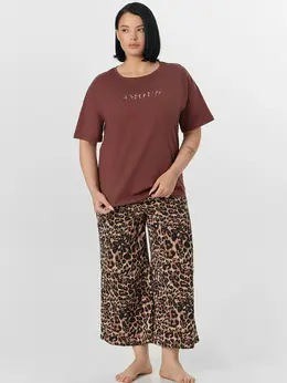 Комплект домашний женский коричневый с леопардовым принтом