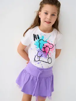 Комплект трикотажный фуфайка футболка юбка шорты