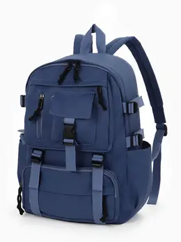 Рюкзак школьный, спортивный, однотонный, 1 отделение, 8 карманов, 31×12×42 см, синий