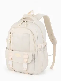 Рюкзак школьный, однотонный, 2 отделения, 5 карманов, 30×13×44 см, белый