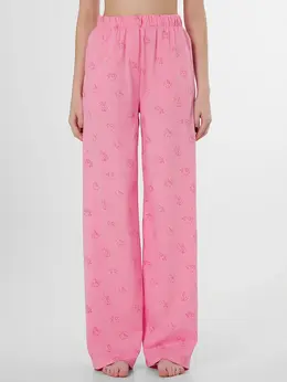 Брюки домашние женские розовые с принтом котиков-купидонов