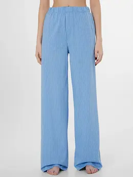 Брюки домашние женские голубые в полоску с надписью Брюки домашние женские голубые в полоску с надписью