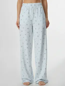 Брюки домашние женские голубые с узором Брюки домашние женские голубые с узором