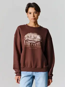 Теплый свитшот женский коричневый с начесом