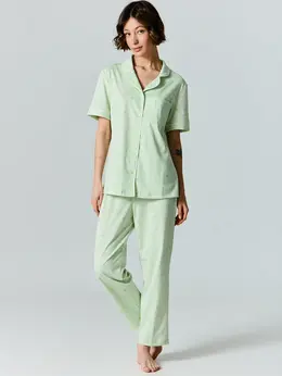 Костюм домашний женский зеленый в полоску